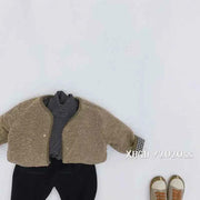 Children's Plush Jacket - Warm Plaid Plush Jacket for Kids