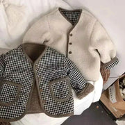 Children's Plush Jacket - Warm Plaid Plush Jacket for Kids