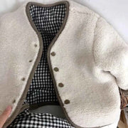 Children's Plush Jacket - Warm Plaid Plush Jacket for Kids