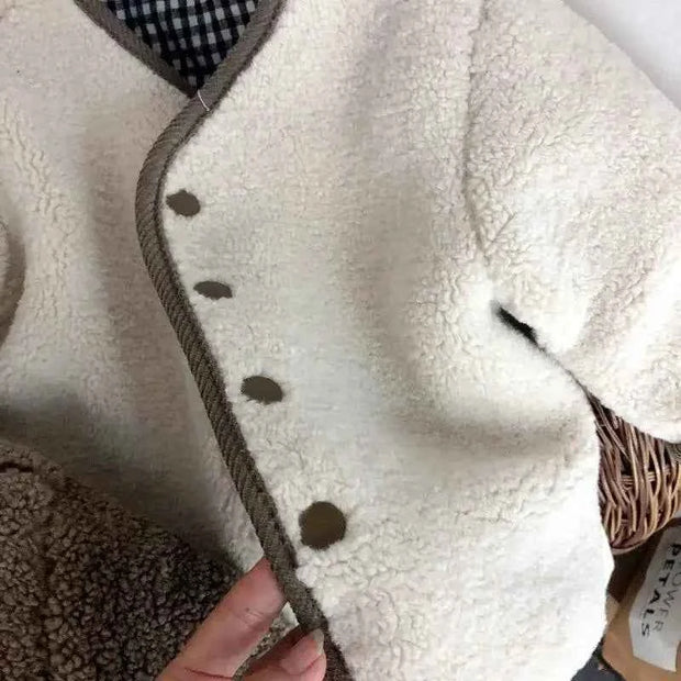 Children's Plush Jacket - Warm Plaid Plush Jacket for Kids