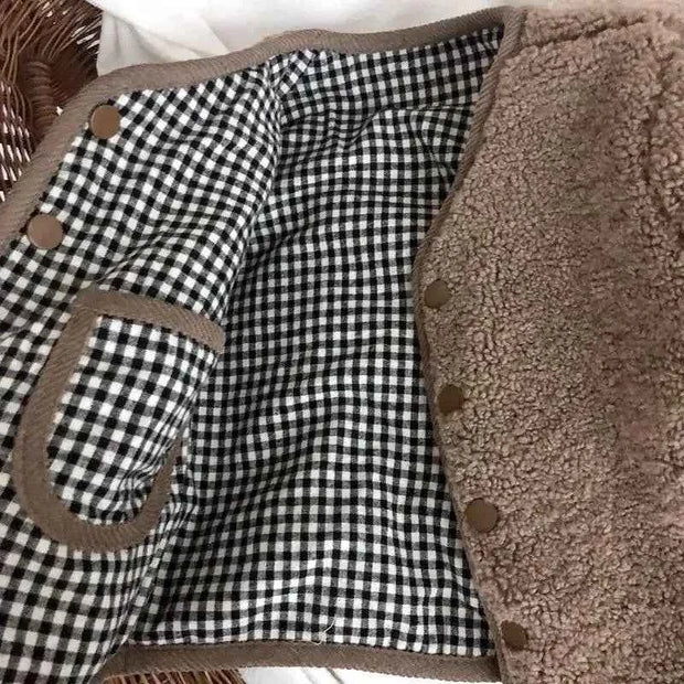 Children's Plush Jacket - Warm Plaid Plush Jacket for Kids